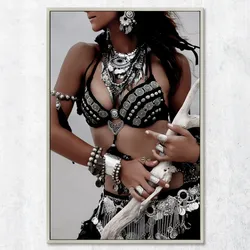 La Casa »Indianerin Schmuck« Wandbild gerahmt 80x120 cm auf Leinwand