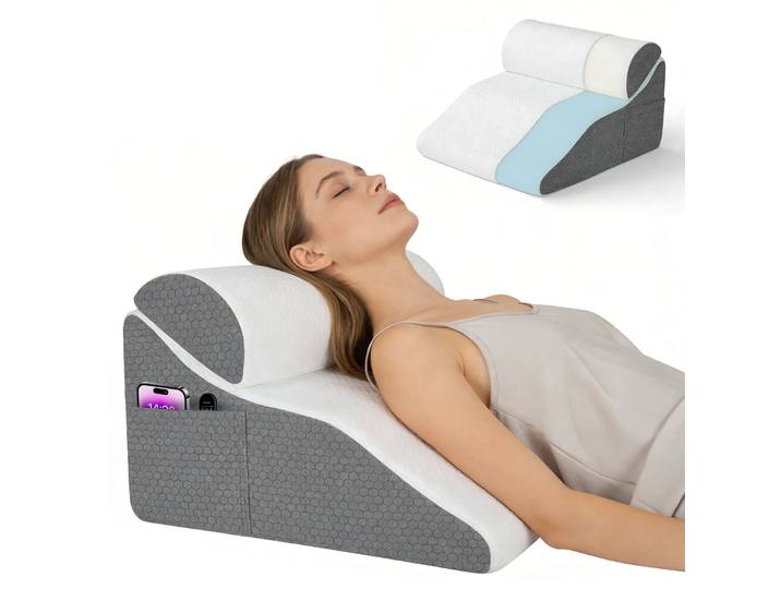 Coussin de lit en mousse à mémoire de forme, coussin de soutien pour dormir, coussin de lit à double couche pour dormir debout, housse lavable