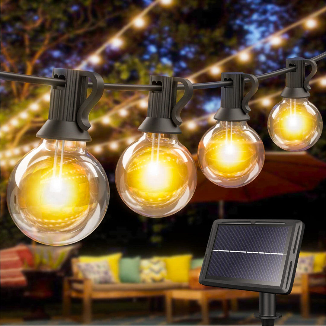 Dakota Fields Ambarisha 950cm Solar Powered 16 - Bulb Festoon Lights String Light Black 950cm L