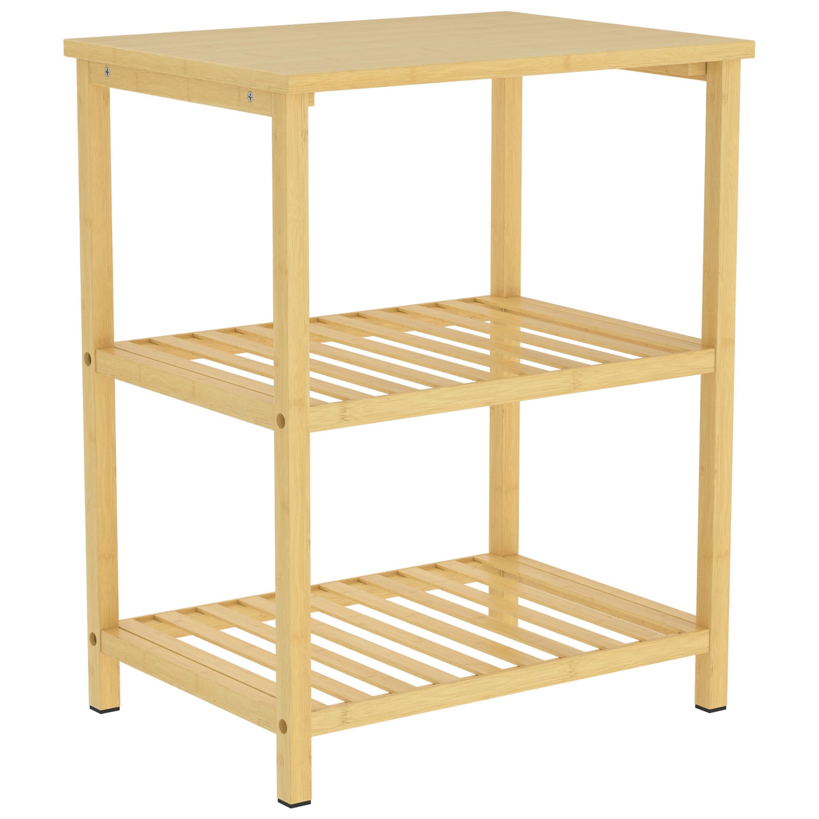 HOMCOM Bamboe bijzettafel met 3 niveaus en lattenplanken, naturel