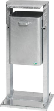 Mülleimer - Mit Bodenplatte und Dach - 40 l - 1.030 x 430 x 315 mm (HxBxT) - Feuerverzinkt