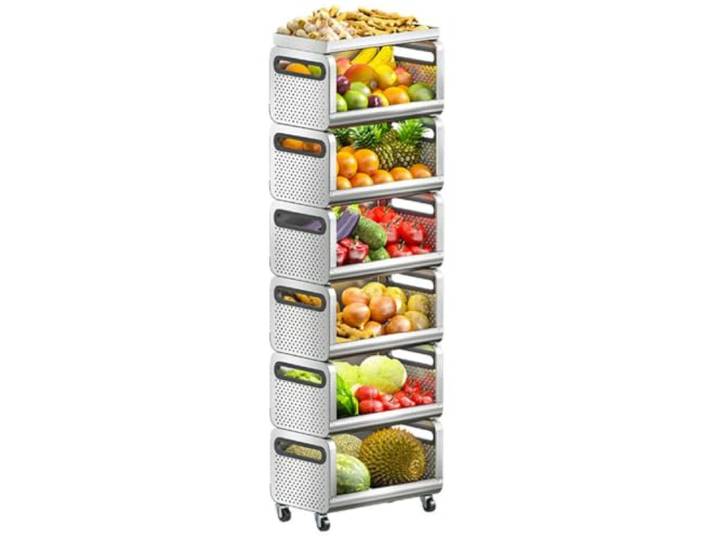 MJJRWF Gemüse-Rollregal Mit Abgedichteter Bodenplatte Dichter Boden, belüftete Seiten, feststellbare Rollen(50x28x147cm)