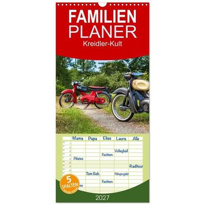 Familienplaner 2027 - Kreidler-Kult mit 5 Spalten (Wandkalender, 21 x 45 cm) CALVENDO