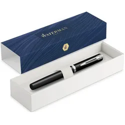 Waterman, Schreibstifte, Füllfederhalter IMPRESSION schwarzer Lack CT M Blau Geschenkbox (1x)