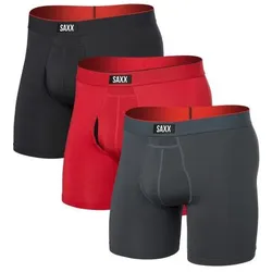 SAXX, Herren, Funktionsunterhose, Multi-Sport Mesh 3-Pack - Unterwäsche - Herren (L), Rot, Mehrfarbig, Schwarz, Blau