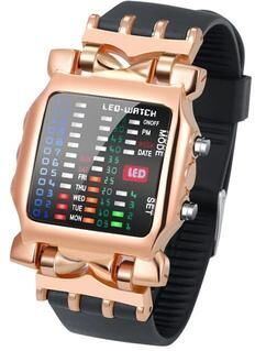 Inspired Living Crab Binary LED Watch For Men Creative Waterproof Digital Timepiece black gold