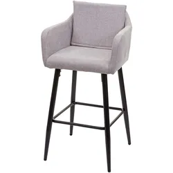 Barhocker MCW-H93, Barstuhl Tresenhocker, Fußablage Metall ~ Stoff/Textil hellgrau