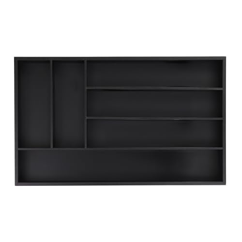 Relaxdays bestekbak met vakken, zwart, B: 46 cm, D: 28 cm, H: 5 cm