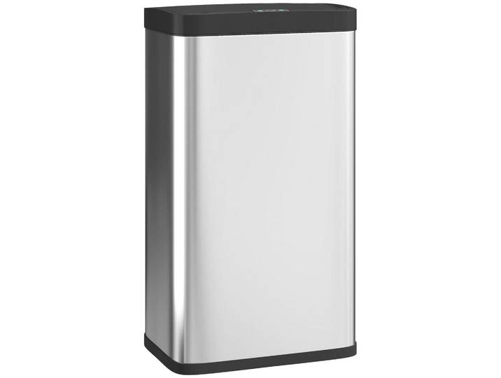Homcom Sensor-Mülleimer Edelstahl PP ABS Silber Schwarz, Silberfarben, Metall, 25.5x67.5x38 cm, Haushalt & Reinigung, Reinigung, Mülleimer & Abfallsammler