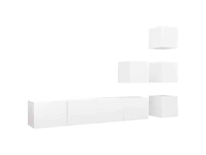 Roanoer 6-TLG. TV-Schrank-Set Hängend Modernes Lowboard Wandboard Weiß Flexibles Hängeboards-Set für Wohnzimmer und Schlafzimmer mit reichlich Stauraum für Medien und Zeitschriften.