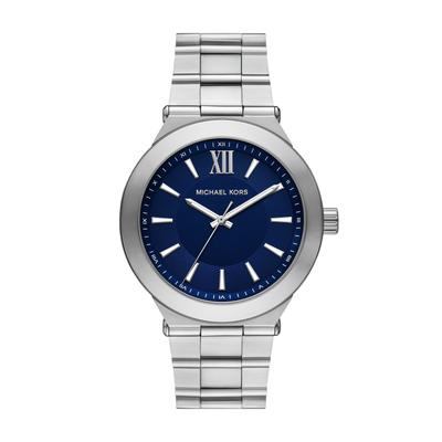 Quarzuhr MICHAEL KORS "Billie", blau (edelstahlfarben, blau), Armbanduhren, Herren, edelstahlfarben, Quarzuhr, Armbanduhr, Edelstahlarmband, analog