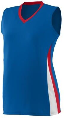 Augusta Sportswear 1356 Athletic Girls Tornado Jersey T-Shirt in Royal/Red/White size Large   Polyester Blend