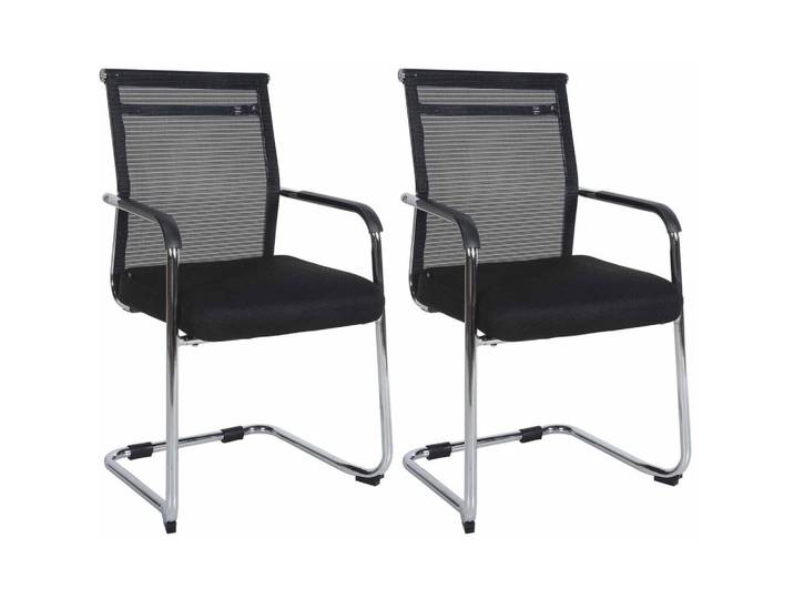CLP Schwingstuhl 2er Set Stoff chrom, Schwarz, Chromfarben, Metall, 55x95x51 cm, Büromöbel, Bürostühle, Besucherstühle