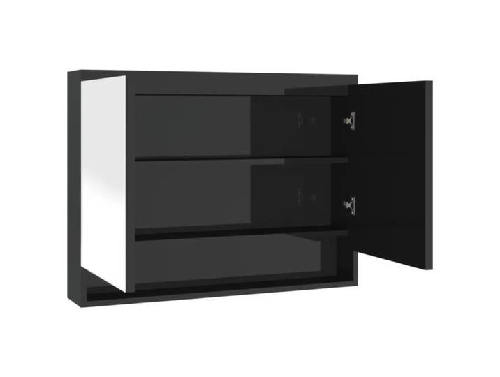 Omabeta Meubles-lavabos - Armoire à miroir de salle de bain 80x15x60 cm MDF Noir brillant - Meubles haut de gamme - M15051