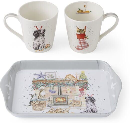 Wrendale Designs 'There is No Place like Home' Cats & Dogs Mug & Tray Set