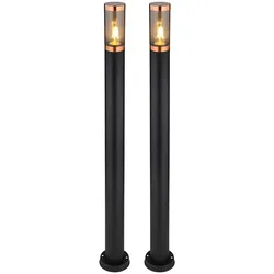 LED Stehleuchte Pollerleuchte Wegeleuchte dimmbar Gartenlampen schwarz, App-Steuerung, Edelstahl Kupfer, 10W 806Lm, DxH 12,7x110cm, 2er Set