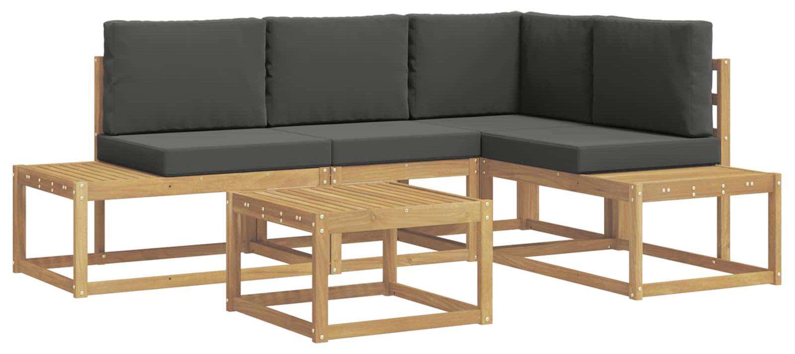 vidaXL Outdoor-Sofagarnitur 4 Stück Weiß und Anthrazit Polyester