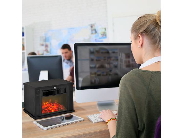HOMCOM Cheminée Électrique Effet Flamme 600-1200W Noir