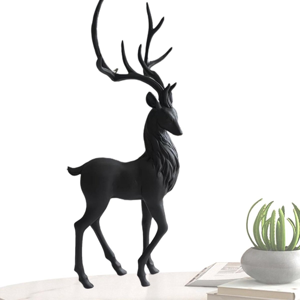 Rendier beeldje Morandi Zwart - Hars sculptuur voor interieur decoratie - Hoogte: 55 cm