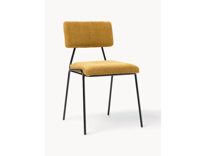 Chaises rembourrées en velours côtelé Mats, 2 pièces