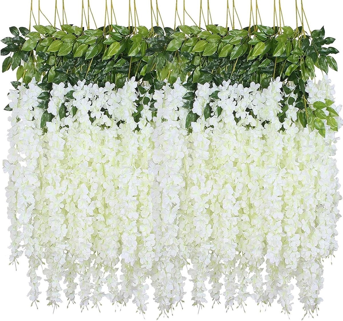 Set van 12 witte kunstbloemen wijnstokken voor decoratie