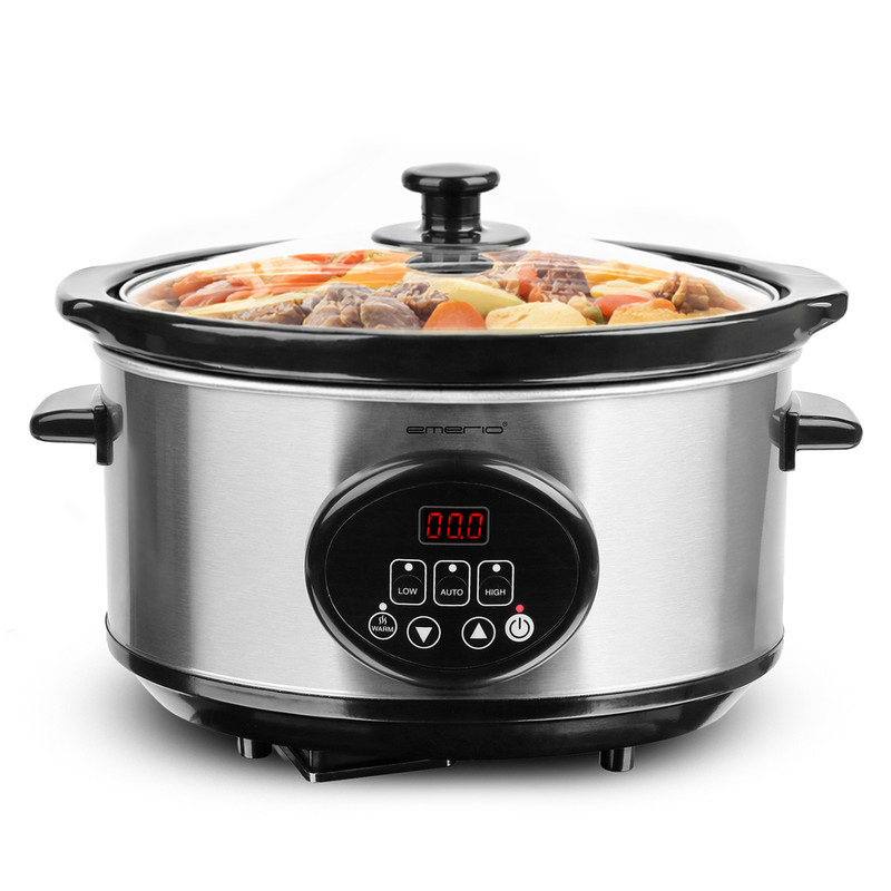 Emerio SC-129406 Slowcooker met digitaal display en warmhoudfunctie, 3,5 l, Zwart