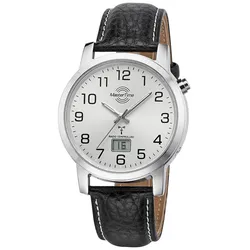 Master Time MTGA-10294-12L Herren-Funkuhr Basic Lederband Schwarz