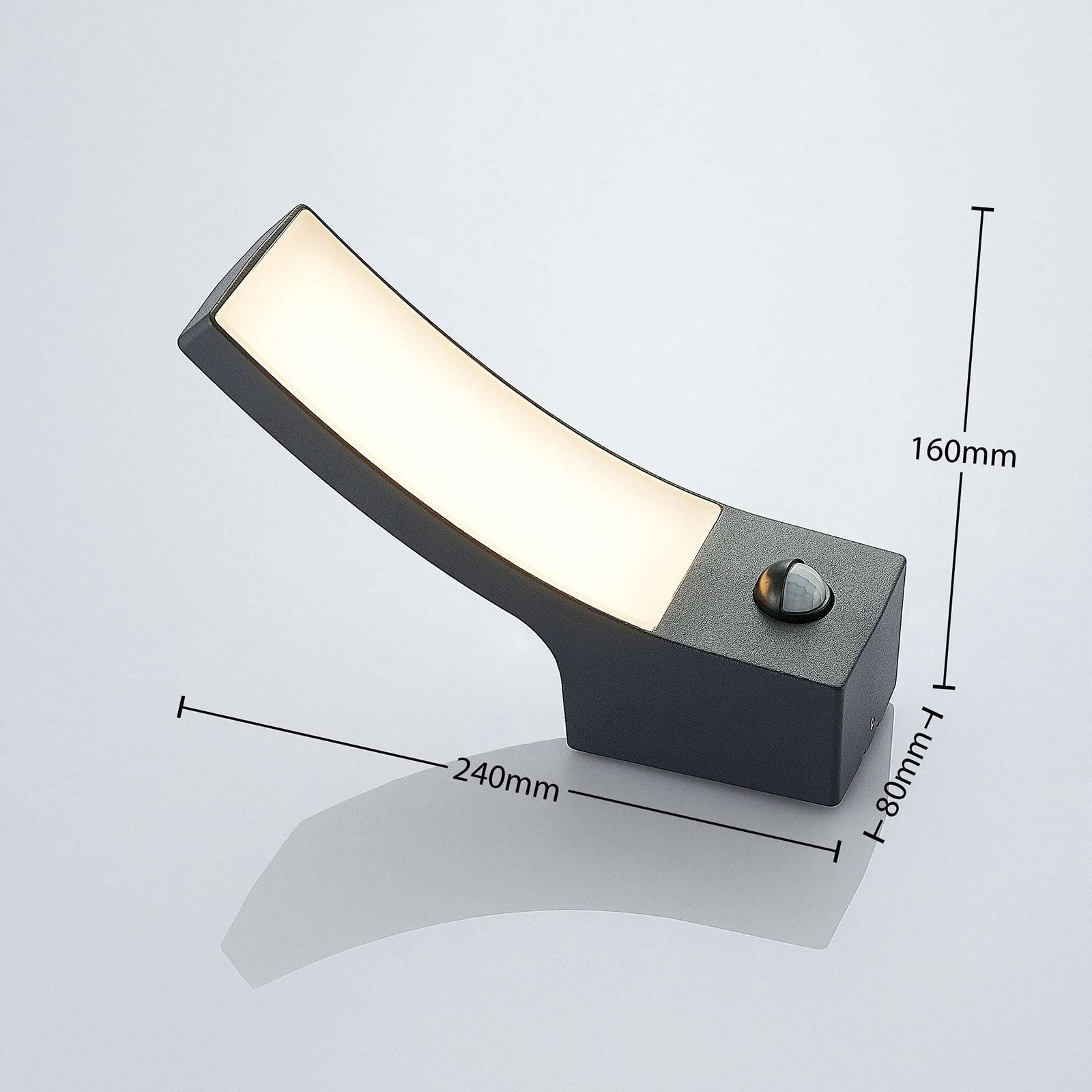 Lampa zewnętrzna z czujnikiem ruchu Ilvita Lindby, czarny, aluminium, nowoczesny