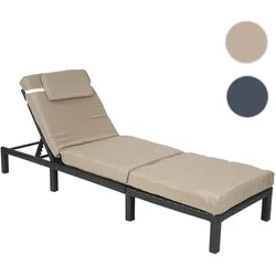 Poly-Rattan Sonnenliege HWC-A51, Relaxliege Gartenliege Liege ~ Premium anthrazit, Kissen creme