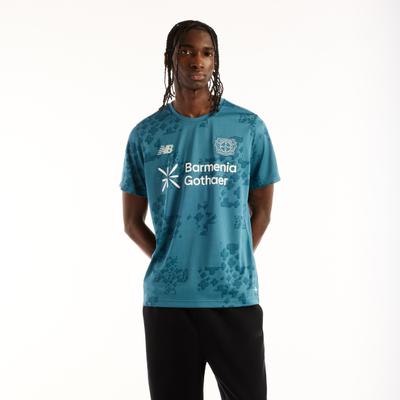 T-Shirt NEW BALANCE "Bayer 04 26/27 Match Jersey", Damen, Gr. L, blau (away), Jersey, Obermaterial: 100% Polyester, normal, Rundhals, Shirts T-Shirt, mit Rundhalsausschnitt, Kurzarm-Ausführung, sportlicher Stil