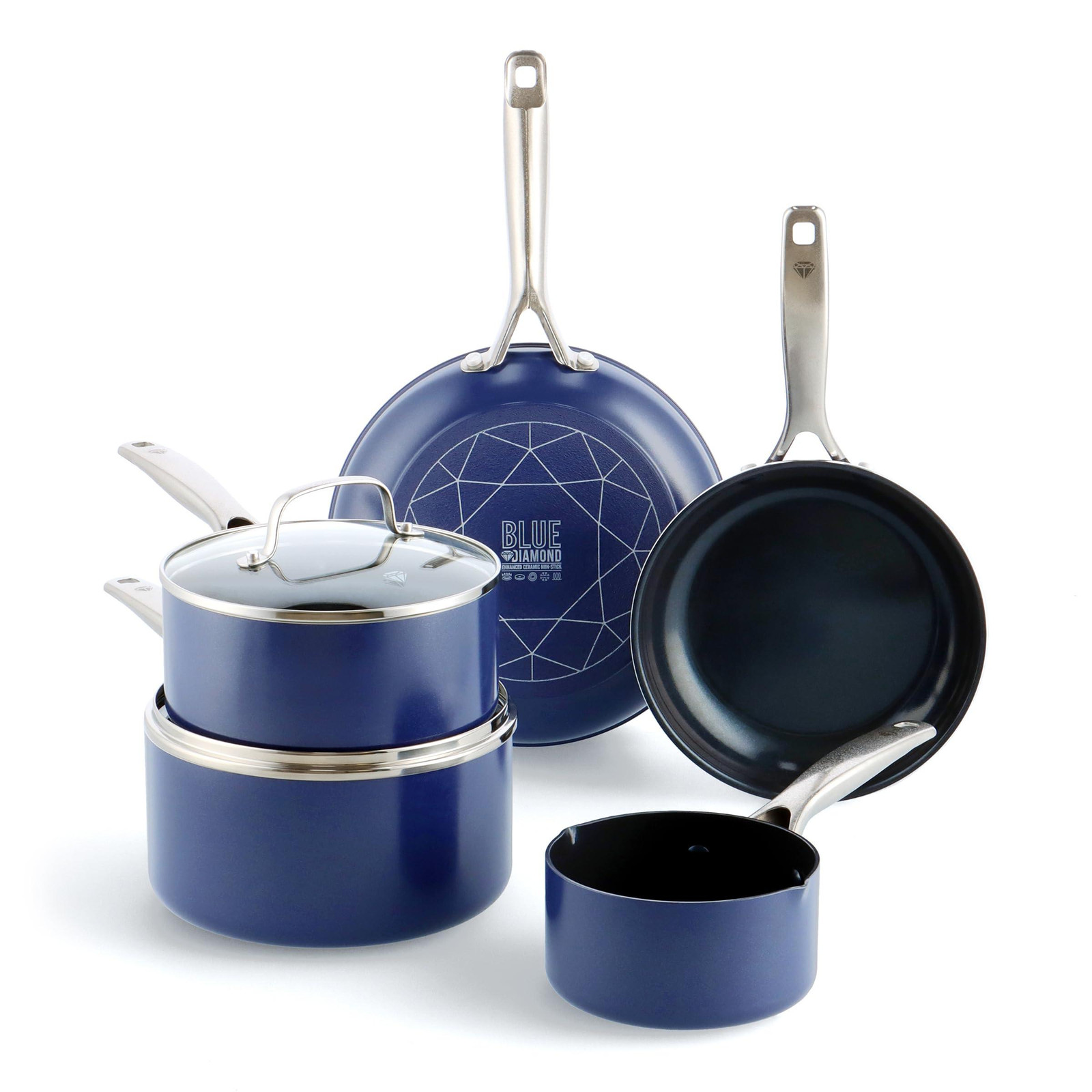 Dripio 7-delige kookgerei-set met diamantversterking en antiaanbaklaag, blauw