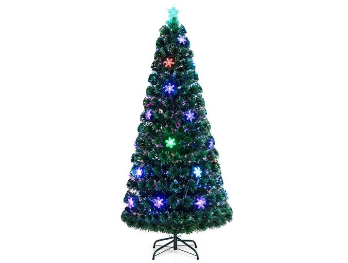 180 cm Kerstboom LED Kunstkerstboom met Glasvezel Kleurwisselaar Groen