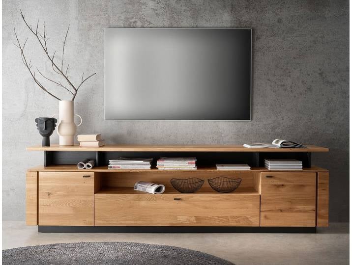 TV Board mit Aufsatz 220x63cm 'Savona' Wildeiche geölt
