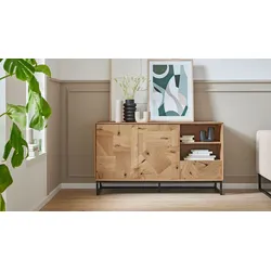 Ludwig Gutmann Sideboard Roomio No. 2002 Eiche & schwarzes Metall 140 cm