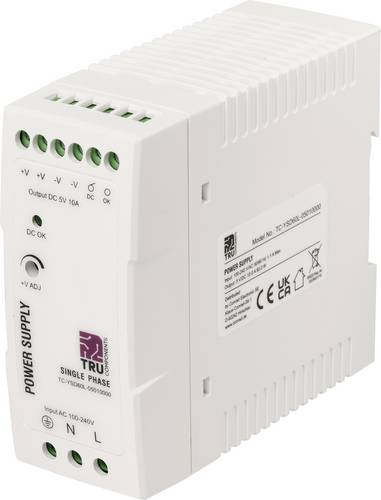 TRU COMPONENTS TC-14382300 Hutschienen-Netzteil (DIN-Rail) Verbrauch (StandBy) 1W 5 V/DC 10A 50W Anzahl Ausgänge:1 x Inhalt 1St.