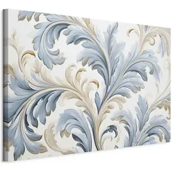 Artgeist, Bilder, Baroque Ornaments in Light Cream-Blue Hues (120 x 80 cm)