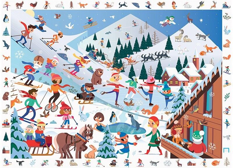 Puzzle "Cherche et trouve" 100 pcs Sports d'hiver - Calypto