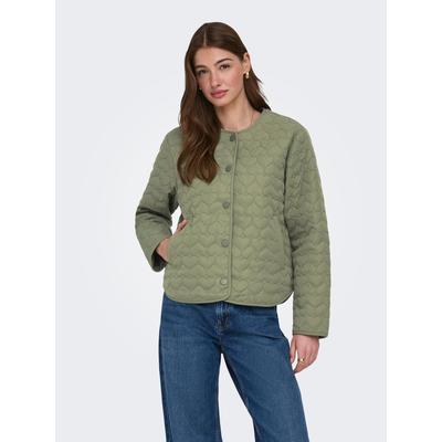 Steppjacke ONLY "ONLHEART LIFE QUILTED JACKET NOOS OTW", Damen, Gr. XL, oil grün, Steppware, Obermaterial: 100% Polyester, unifarben, normal, Rundhals, Jacken Steppjacke, mit Steppmuster in Herzchenform