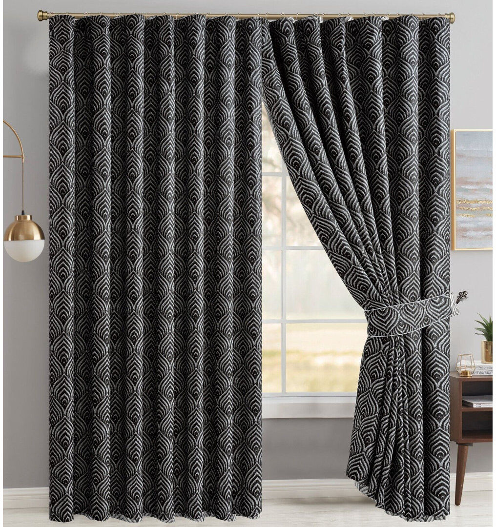 Marlow Home Co. Marmaduke Cotton Blend Blackout Curtain Pair Black 167 W x 228 D cm
