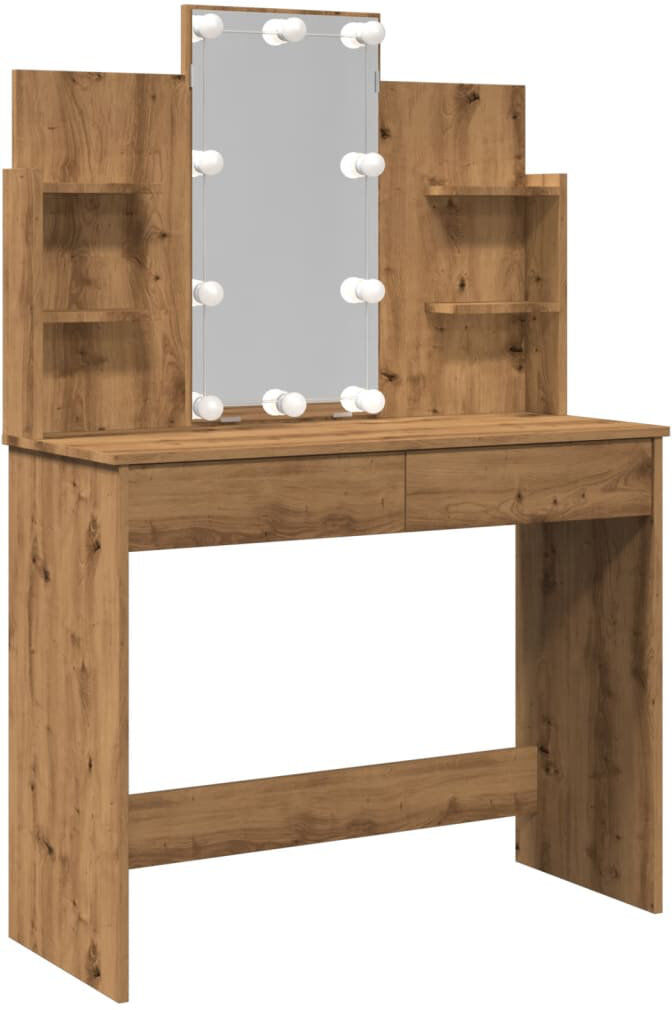 17 Stories Micsunel Dressing Table with Mirror Artisan Oak 142cm H X 96cm W X 40cm D