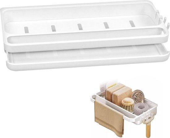 Witte rechthoekige spoelbakorganizer van kunststof