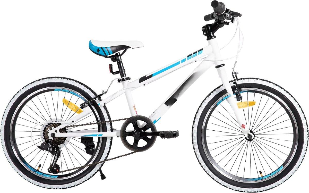 Kinder Mountainbike 20 Zoll (51 cm) - 7-Gang Schaltung, V-Brake, Stahlrahmen - Weiß