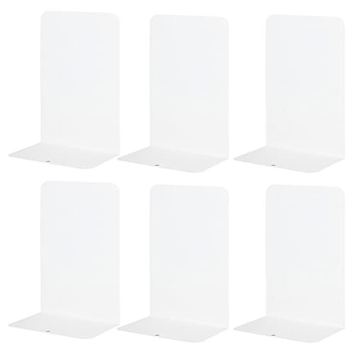 LOLYSIC Boekensteunen - 6 stuks - Wit metaal - Robuuste boekensteunen voor zware en decoratieve boeken