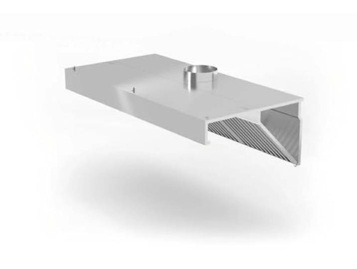HENDI Dunstabzugshaube, Wandmontage, mit einem Satz Labyrinthfilter aus Edelstahl (spülmaschinenfest), Lüftungsanschluss: ø200mm, mit LED-Beleuchtung, 1200x700x(H)450mm, Edelstahl