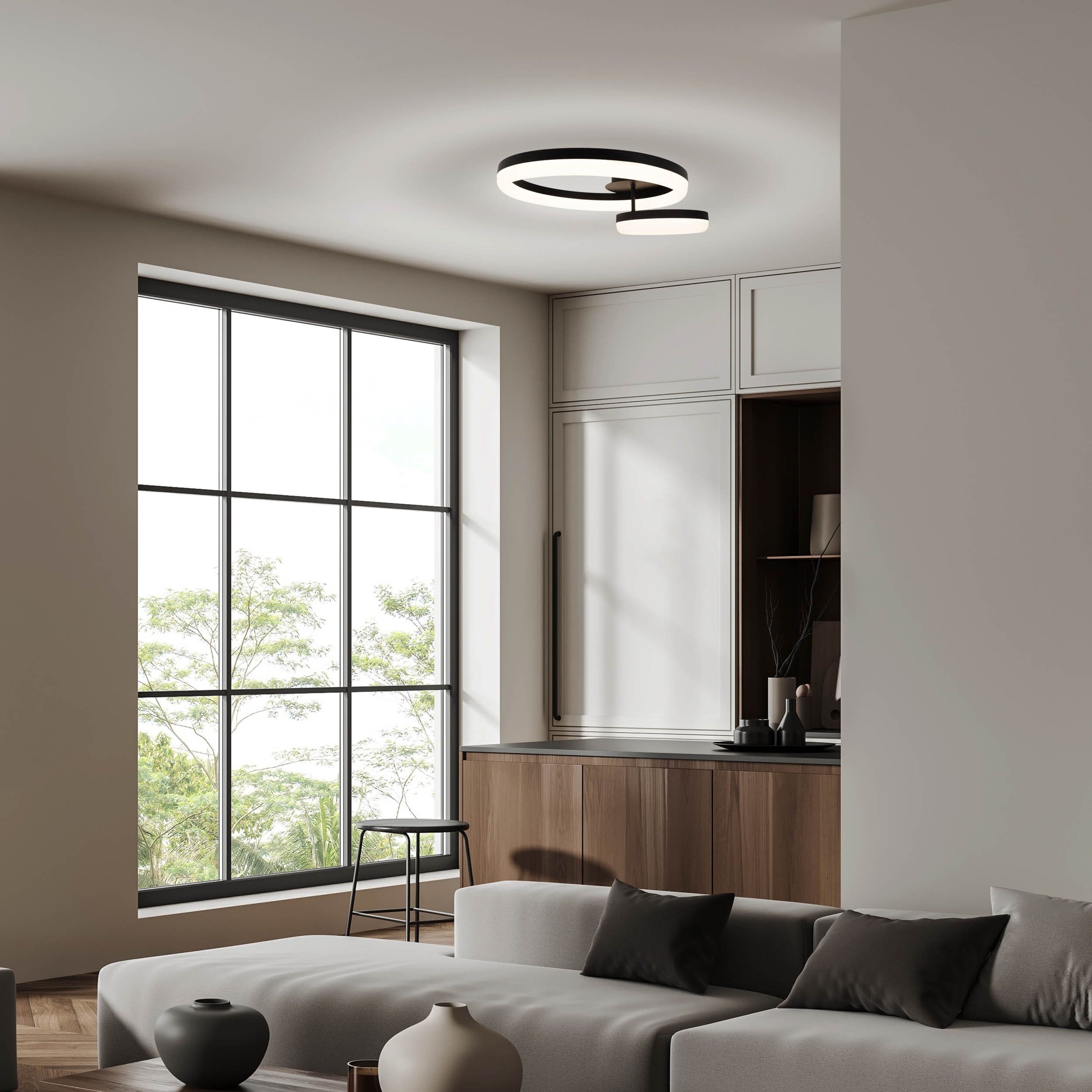 NÄVE LED Deckenleuchte "CIRCULO", schwarz, H: 14cm, 1 Stk., Leuchten, Stufenweise dimmbar per Wandschalter, LED Deckenleuchte