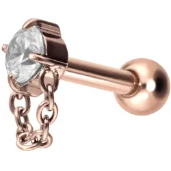 Titan Ohrpiercing mit Innengewinde KRISTALL + KETTE