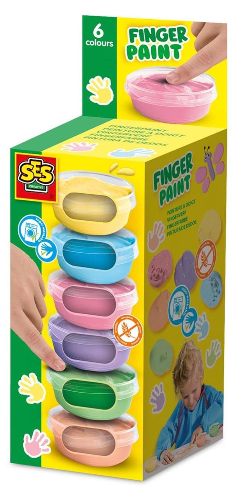 SES Creative vingerverf pastelkleuren set van meerdere kleuren 45 ml