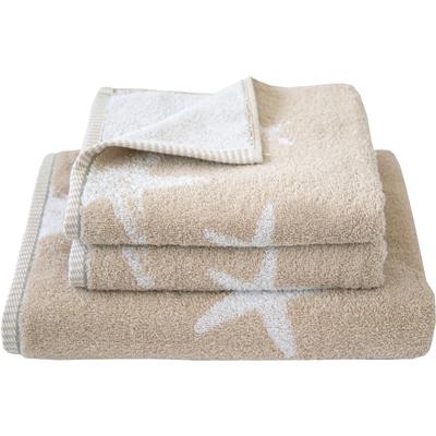 Handtuch Set DYCKHOFF "Maritim, Starfish", beige (greige), 3 Stk., Frottier, Frottier, Obermaterial: 100% Baumwolle, Handtuch-Sets, 2 Handtücher (50x100cm), 1 Duschtuch (70x140cm)