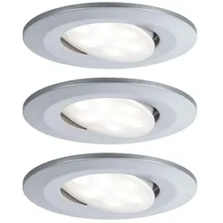 Paulmann 3er-Set Outdoor LED Einbauspot CALLA IP65, schwenkbar, 230V, je 6W 4000K 680lm 100°, Chrom matt PAUL-99929