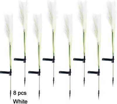 Inspire Curations Solar Reed Garden Lights Waterproof LED Outdoor Landscape Decor 8pcs White